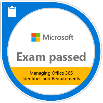 Insignia de Exam 346: Managing Office 365 Identities and Requirements