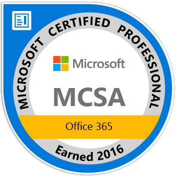 Insignia de MCSA: Office 365 — Certified 2016